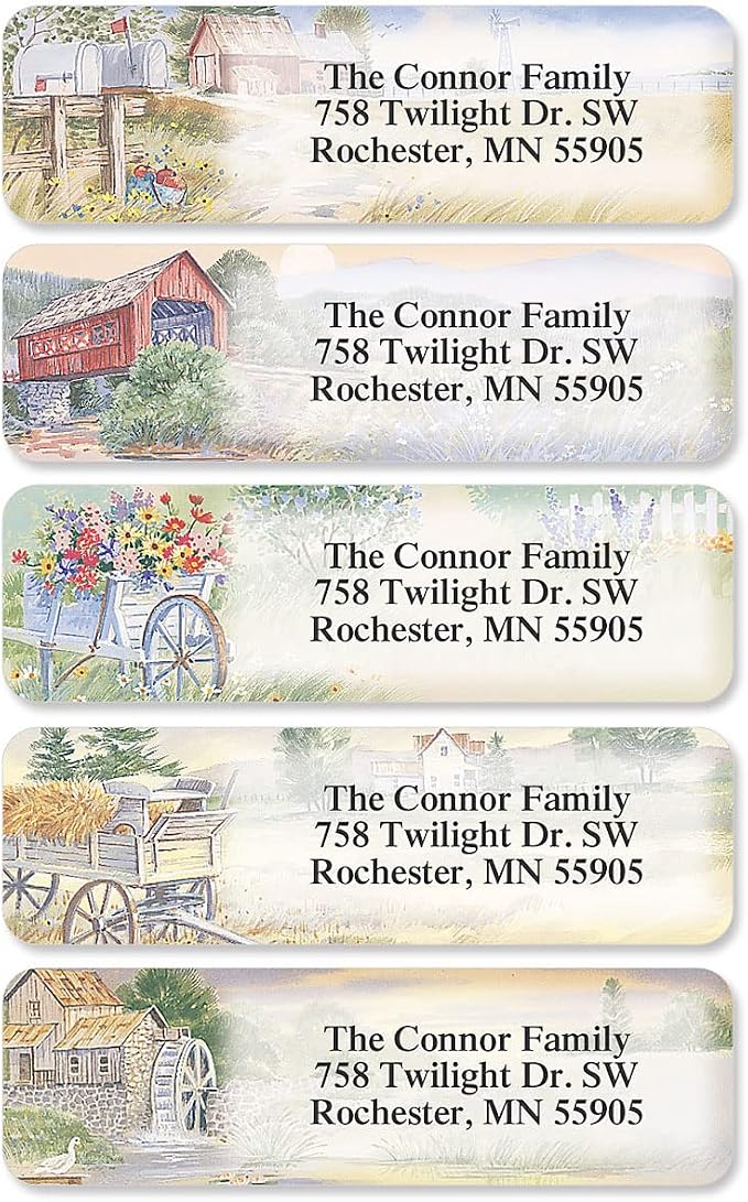 Colorful Images Rolled Return Address Labels | American Countryside, 250 Count, Self-Adhesive With Dispenser, Customize with Name & Shipping Address