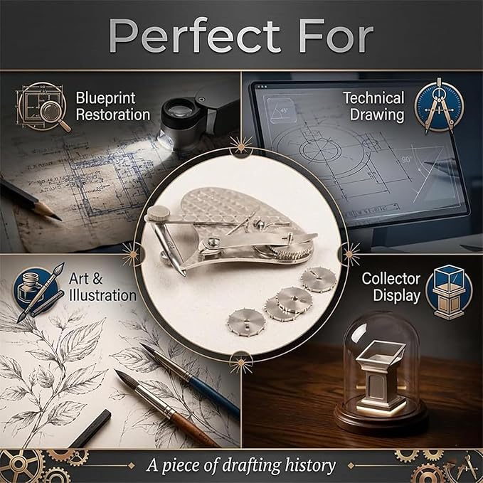 Vintage Precision Dotting Pen Set: The Blueprint Drafting Tool, Mechanical Gear Train Ruling Pen, Professional Technical Dotting Pen Kit for Drawing for Architects Designers Engineers (#B)