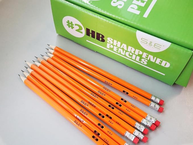 S & E TEACHER'S EDITION 1000 Count Pre-sharpened #2 Pencils with Erasers – Bulk Yellow Woodcase HB Lead Pencils for School Districts, Testing Centers, Churches & Offices – No.2 Pencil Case Pack