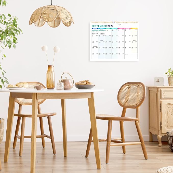 2026-2027 Wall Calendar, 14.5" x 11.8" 18 Month Colorful | July 2026-December 2027 120Gsm FSC-Certified Paper Monthly Calendar, Twin-Wire Binding, Ruled Blocks, Holiday Reference