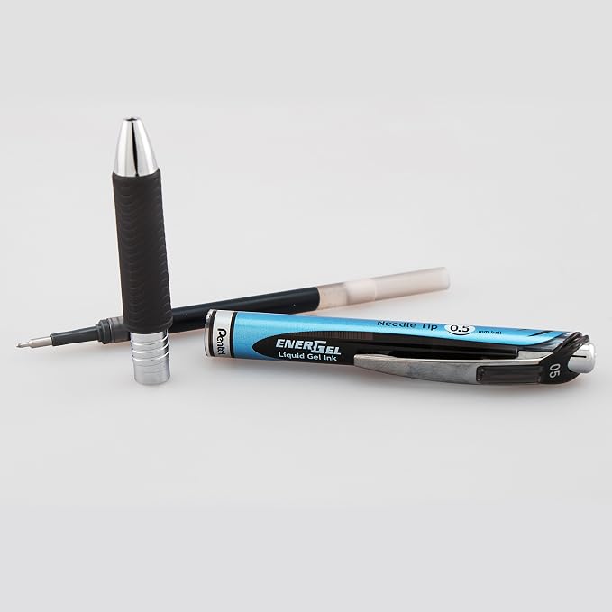 Pentel EnerGel RTX Retractable Liquid Gel Pen,(0.5mm),Fine Line,Needle Tip,Black Ink,(BLN75BP3A),3 Count (Pack of 2)
