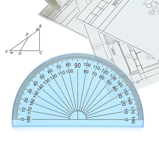 Coopay 6 Inch Math Geometry Tool Plastic Ruler Square Set Includes Straight Ruler, Triangles, Protractor for Student School Office Supplies (Blue)