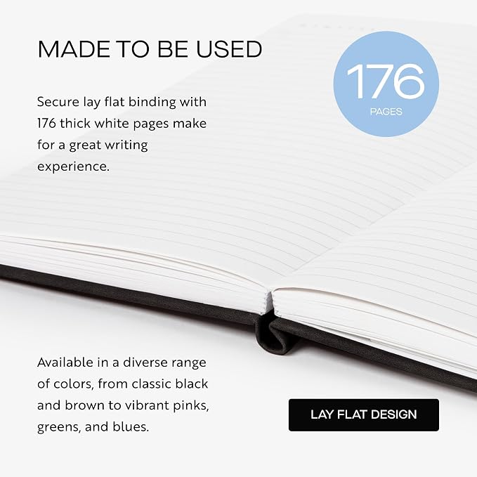 Oriole Vegan Leather Ruled Notebook - Black | 176 Pages of Thick Lined Paper | Soft Touch Hardcover Journal (5 x 8 in) with Gold Foil Bird Design & Luxury Gift Box