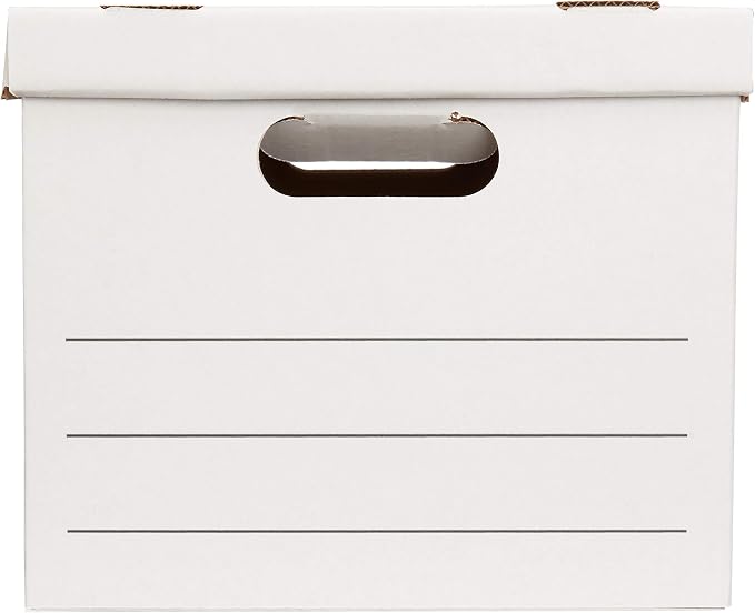 Amazon Basics Storage/Filing Boxes with Lift-Off Lid, Letter/Legal Size, Collapsible, Tape-Free Assembly, White, 16.2" L x 12.5" W x 10.5" H, 20-Pack