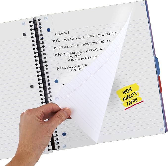Five Star Advance Spiral Notebook + Study App, 3 Subject, College Ruled Paper, 8-1/2" x 11", 150 Sheets, Spiral Guard, Movable Tabbed Dividers, Amethyst Purple (820060G) (Pack of 6)