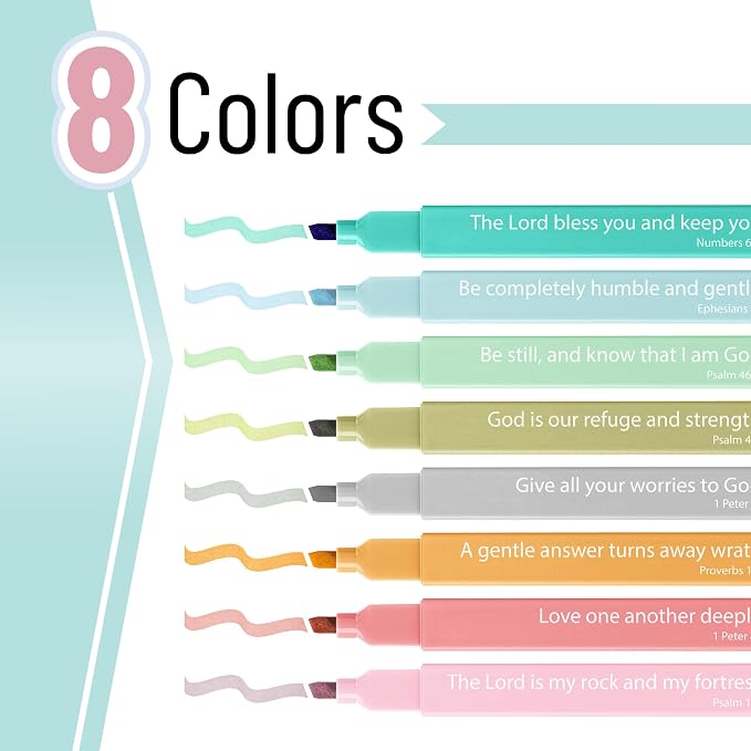 Mr. Pen- Bible Highlighters with Color-Coding System, 8 Pack | Soft Chisel Tip, Aesthetic Highlighters Assorted Colors