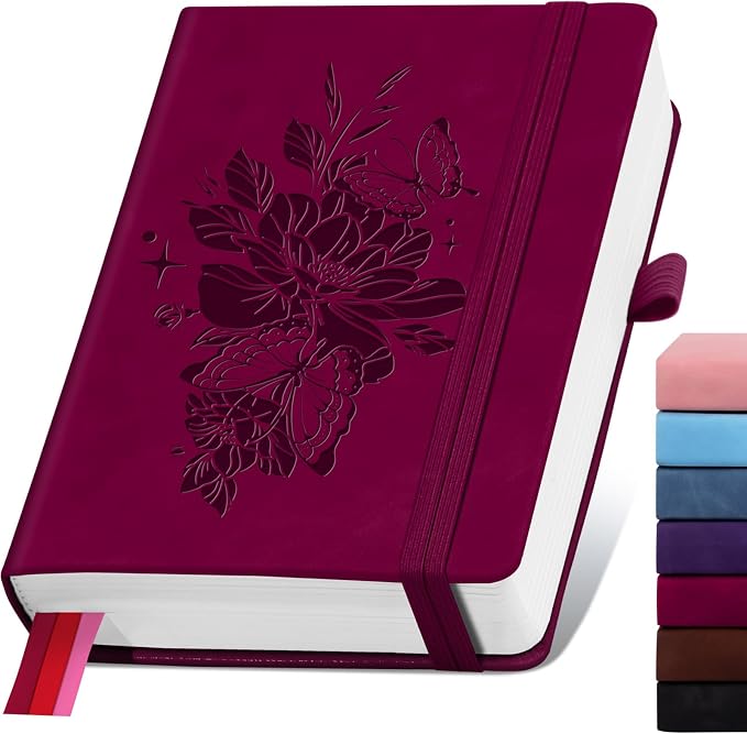 Lined Journal Notebook 365 Pages, A5 Leather Journals for Writing Women & Men, Hardcover Notebook with 100GSM Thick Paper, Daily Journal Notebook for Travel, Work, School, Note Taking, College Ruled