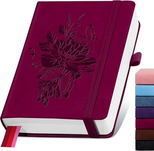Lined Journal Notebook 365 Pages, A5 Leather Journals for Writing Women & Men, Hardcover Notebook with 100GSM Thick Paper, Daily Journal Notebook for Travel, Work, School, Note Taking, College Ruled