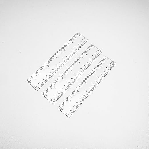 3 Pieces Transparent Plastic Ruler, 6 inch (15cm) Ruler, Pack of 3, Clear Ruler, Plastic Ruler, Rulers for Kids, Measuring Tools, Ruler Set, Ruler inches and Centimeters