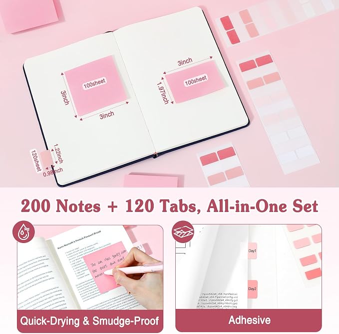 MoKo Pencil Case with Supplies, 49Pcs Aesthetic School Set, Pink | Includes gel pens, highlighters, 0.5 mm mechanical pencils and refills, an eraser, sticky notes and index tabs.