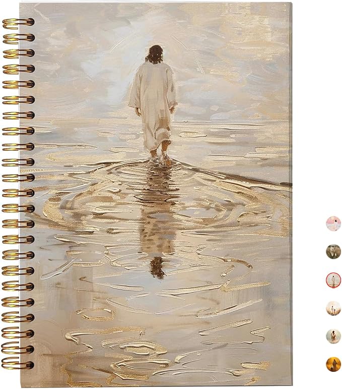 Jesus Christ Spiral Notebook, Jesus Christ Walking on Water, Church Notes Notebook, I Will Walk With Christ LDS, Jesus Notebooks for School Supplies, Home & Office, Spiral Bound 5.5x8.3