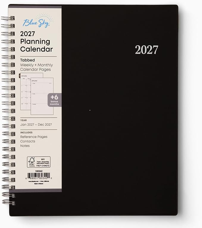 Blue Sky 2027 Weekly & Monthly Planner Calendar, 7"x9", Enterprise | January 2027 - December 2027, Flexible Cover, Durable Twin Wire Binding, Laminated Tabs