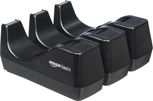 Amazon Basics Weighted Desktop Tape Dispenser with Non-Skid Base, Desk Accessory, 3-Pack