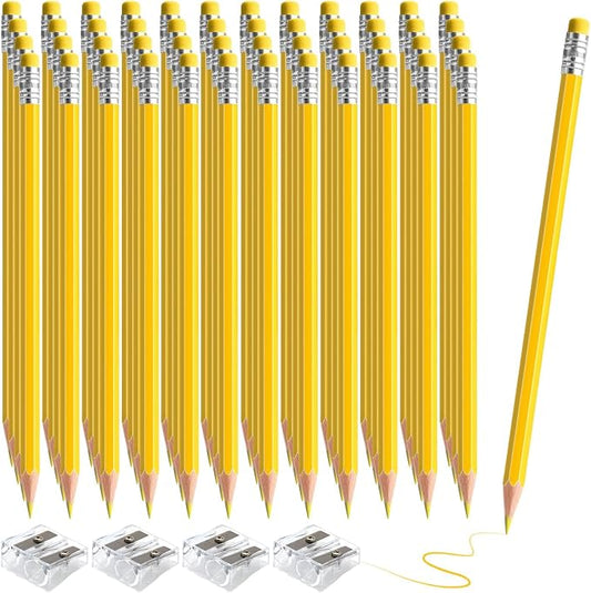 48 PCS Yellow Pencils Bulk with Eraser, Pre-Sharpened HB Spring & Easter Pencils for Kids, School Supplies for Writing, Drawing & Easter Art Crafts(Yellow)
