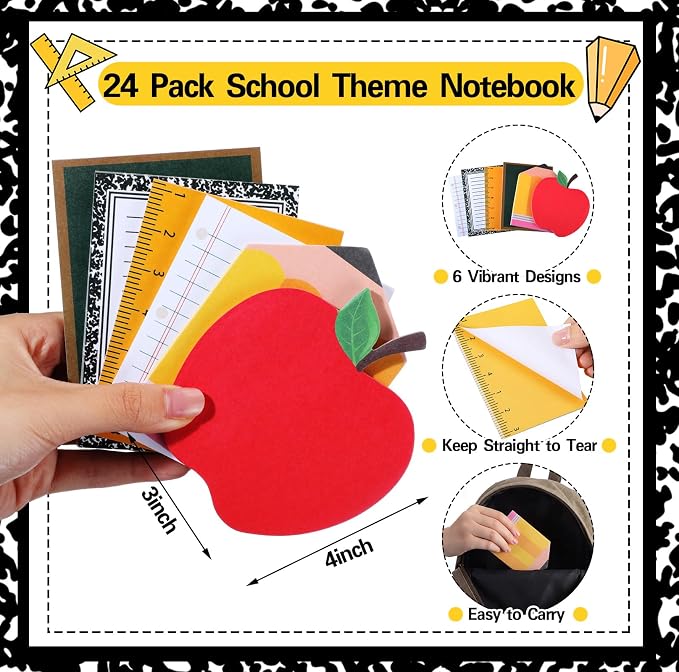 Eaasty 48 Pcs Back to School Teacher Gifts Bulk Cute Composition Notepads and Ballpoint Pens with Ribbon Inspirational Thank You Gifts for Teacher, Student, Staff, Coworker
