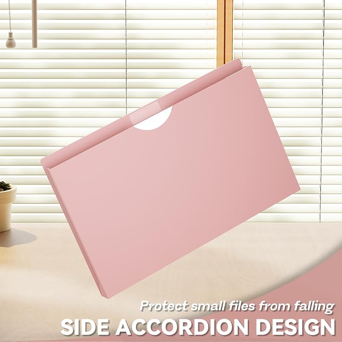 Plastic 1 Inch Manila File Jackets Legal Size,Expansion Pocket | 12 Pack Manilla Pocket Folders,Expandable File Jackets for Document,Straight Cut Tab,Poly Project File Jacket,Pastel Color