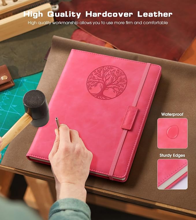 Biuwory Leather Journal Notebook,256 Thick Lined Pages,Hardcover 5.7"×8.3" | Vintage Journal for Women Men,Work,School,Business,Travel Diary,Note taking,College Ruled Writing,Daily Journaling Notebook
