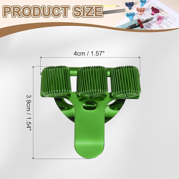 PATIKIL 2Pcs Pen Clip, 3 Holes Pen Holder Clip Metal Portable Spring Loop Organizer Universal for Notebook Journal Highlighter Office Business Pocket Clipboard Whiteboard, Green