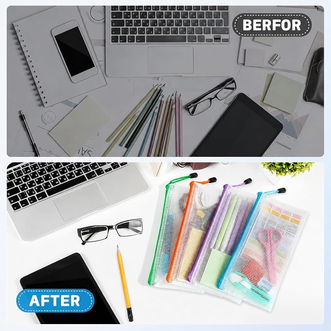 156 Pack Pencil Pouch Bulk, 9.5" x 4.5" Mesh Zipper Pouch, 12 Colors | Small Clear Zipper Pouch Pencil Case for Supplies Storage, Travel, Cash, Cosmetics, Office with Translucent Waterproof PVC
