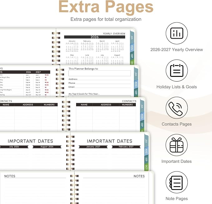 Planner 2026-2027, Weekly and Monthly Academic Planner, July 2026 - June 2027, Hardcover Calendar Agenda Book for School Year Planning, School Supplies for Teacher and Student, Letter Size(8.5'' x 11'')