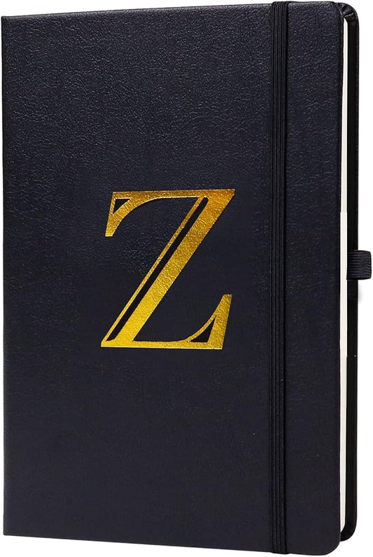 Business Notebook for Men Women, A5 Journal Notebook with A-Z , Dual-Sided Writing Paper Notebook with Dividers, Travel Journal for Teens, 200 Pages Leather Journal for Writing, Work, Meetings Black,Z