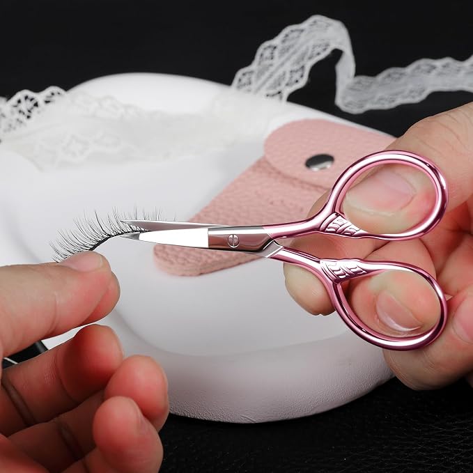 Small Pointed Scissors for Women Men Facial Hair, Beard, Mustache | Mini Grooming Scissor Little Travel Shears, for Eyebrow, Eyelash, Sewing, Embroidery, Craft, Detail Thread Cut with Sheath