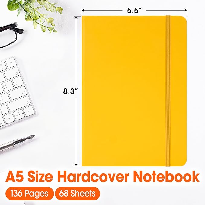 8 Pack Lined Journal Notebook for Work, A5 Hardcover (5.5" x 8.3"), 8 Colors 136 Pages Medium College Ruled Notebook Bulk, for Writing, Note Taking, Business Work School Home