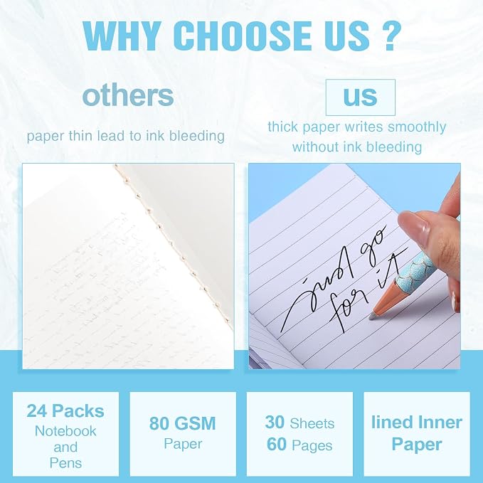 Pasimy 24 Pcs Marble Mini Notebooks with Ballpoint Pens Set Metal Crystal Diamond Pens Pretty Fancy Gifts Marble Pocket Notepads Mini Journals Notebooks Bulk for Women Students School Office