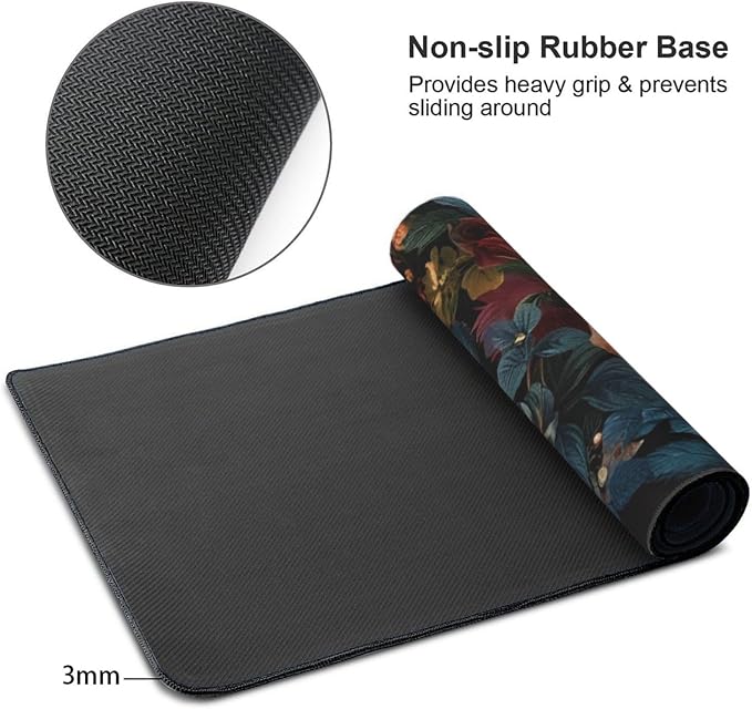 35.4 x 15.7 in, Waterproof XXL Large Mouse Pad for Desk, Extended Keyboard Mouse Mat for Computer Office, Big Laptop Mouse pad, Gaming Pc-Vintage Chic Rose Flowers