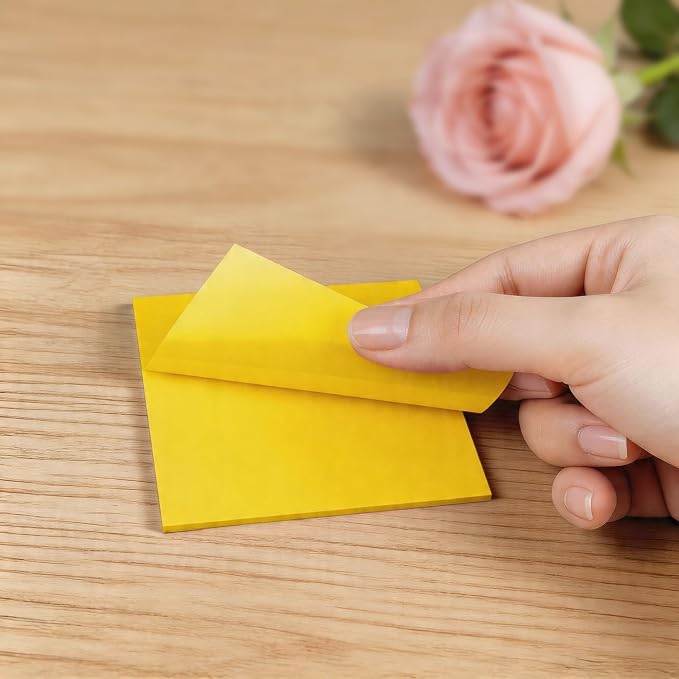 200 Sheets Transparent Sticky Notes, 3x3 Inch Clear Post It Notes for Office School College Teacher Student Supplies (200, Yellow)