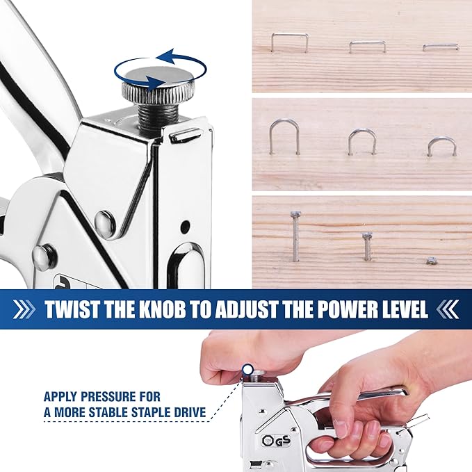 WORKPRO Upholstery Staple Gun, 3-in-1 Heavy Duty Staple Gun with Power Adjustment, 3000 pcs Staples and Stapler Remover, Manual Brad Nailer for Wood, Upholstery, Carpentry, Decoration DIY, Furniture | 3-in-1 Upholstery Staple Gun with Power Adjustment,...