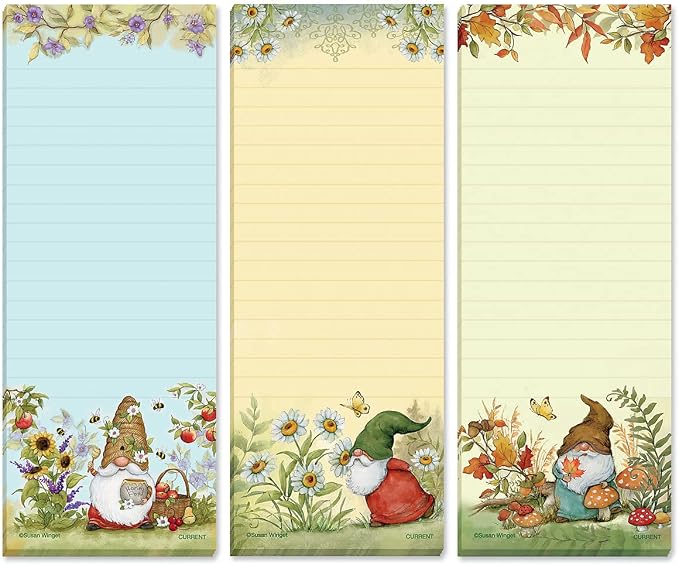 Current Seasonal Holiday Gnomes Magnetic Notepad Set – Set of 12 Mini Memo Pads, 30-Sheet Pads, 2½ x 6½ Inches, Easter, Christmas, Thanksgiving Shopping List, to-Do Notes, Printed in The USA