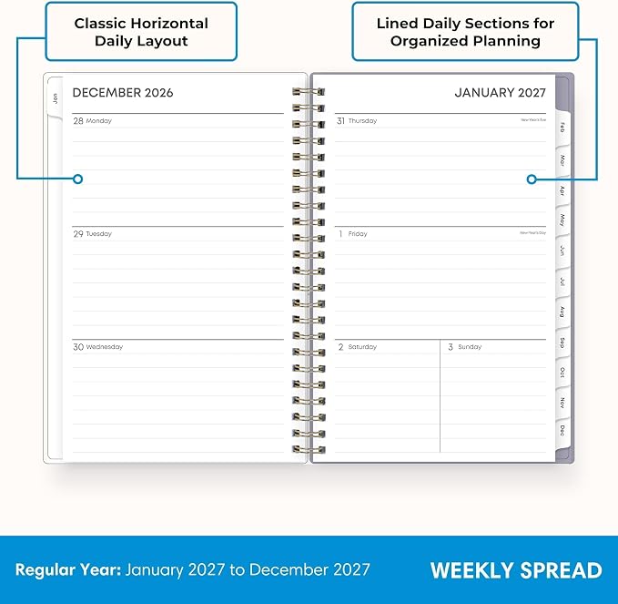 Blue Sky 2027 Weekly & Monthly Planner Calendar, 5"x8", Tula | January 2027 - December 2027, Flexible Frosted Cover, Durable Twin Wire Binding, Laminated Tabs