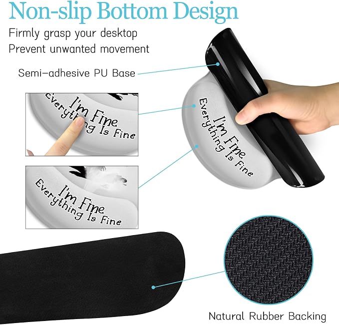 LIMKRIAN Large Gaming Mouse Pad Desk Mat Set, Funny Black Cat Desk Decor | Ergonomic Gel Wrist Rest, Computer Keyboard Mat Memory Foam Wrist Support, Coaster, Home Office Desk Accessories Supplies