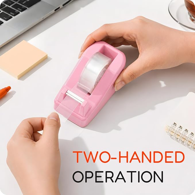 Lightweight Desktop Tape Dispenser, Tape Holder with 6 Rolls Transparent Tape, Stable Non-Skid Base for Office, Home & School, 1-Inch Core (0.71 in x 1000 in Each)