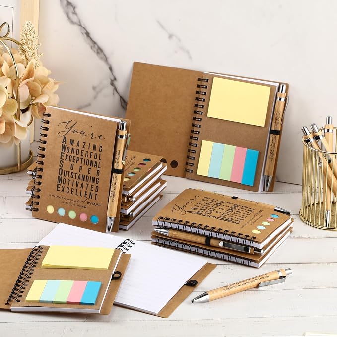 Jetec 25 Sets Inspirational Notebook Bulk Back to School Gifts Motivational Notebook with Pen and Sticky Notepad Employee Appreciation Gift for Teacher Student Coworker School Office (Amazing)