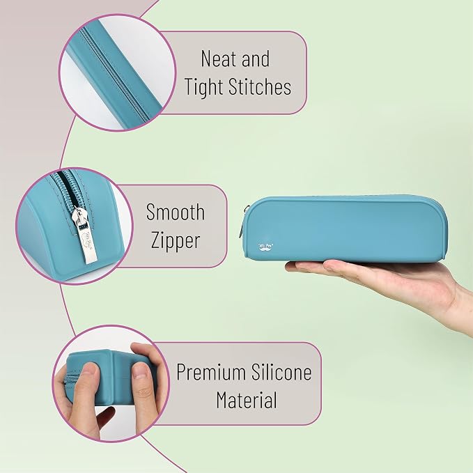 Mr. Pen- Silicone Pencil Case, Aesthetic Pencil Bag for Women, Makeup Pouch | Multifunctional Pouch for Stationery, Cosmetics and Electrical Goods Storage