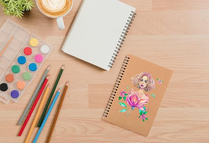 YOTNUS 150 Pcs A5 Spiral Notebooks Journal with Kraft Cover, 5x8 Inches, Ruled Lined Paper, for Work, Sketches, Study, Notes Taking, Gifts, Brown (150 PCS(Lined))