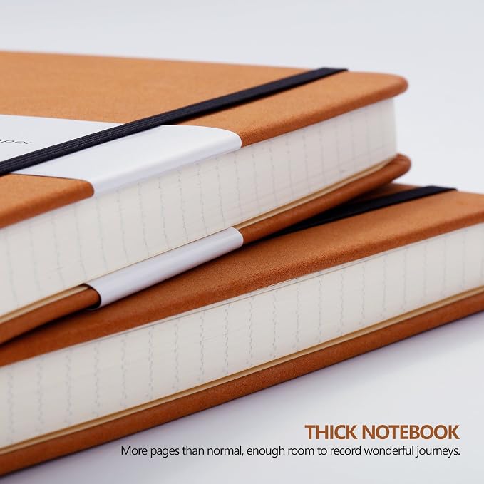 Lemome Thick Classic Notebook with Pen Loop A5 College Ruled Hardcover Writing Notebook with Pocket + Page Dividers Gifts, Banded, Large, 180 Pages, 8.4 x 5.7 in | Hardcover Ruled Journal, Pen Loop, for Work School Notes, Premium Thick Paper, Bound Cla...