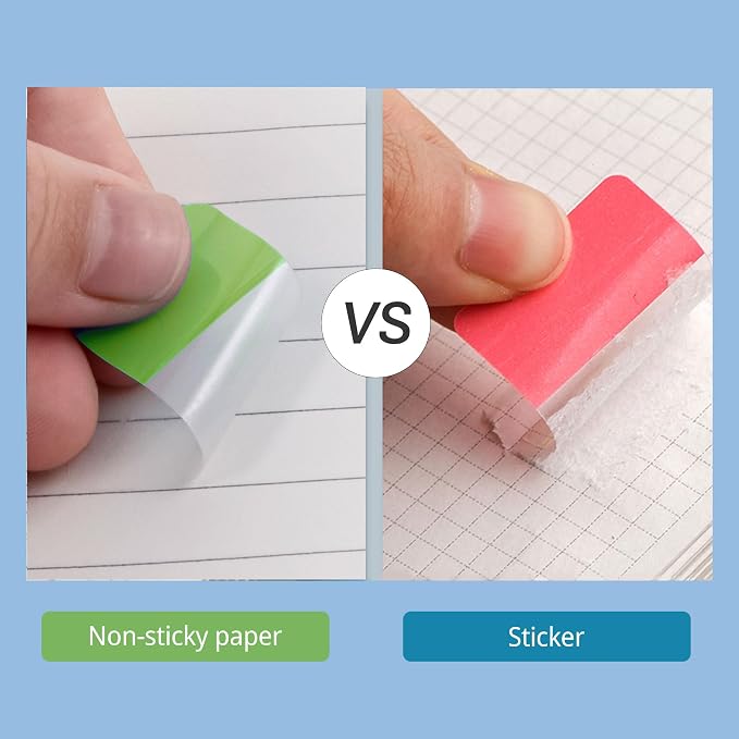Golcellia 480 Pieces, 4-Colors Sticky Index Tabs Transparent Sticky Notes, Colored Page Markers for Bookmarks, Writable and Repositionable Index Annotation Tabs