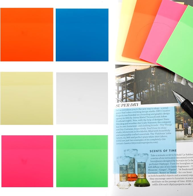 300 Sheets Clear Transparent Sticky Notes, Colorful Waterproof Notepad, Translucent Adhesive Memo Pads for Annotating Books, School & Office Supplies