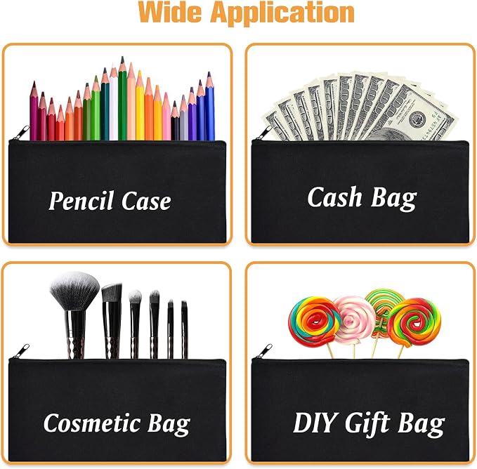 ZeeDix Canvas Zipper Pouch Bulk – 8.3 x 5 Inches Cotton Canvas Pouches with Zipper, Canvas Pencil Pouch, Makeup Bags Bulk for Travel Cosmetic Toiletry, Multipurpose Zipper Pouch for DIY Craft Storage