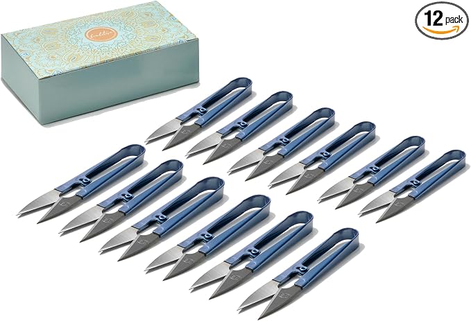 Beaditive Sewing Scissors (12-Piece Set) High-Carbon Steel Thread, Yarn, Embroidery Clippers | Handheld Snippers for Arts, Crafts, and DIY Projects | Multipurpose Use