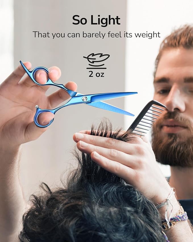 Hair Cutting Scissors, ULG Professional Hair Scissors 6.5 inch Right-Hand Razor Edge Barber Shears Salon Hair Cutting Shears Made of Japanese Stainless Steel, Hand Sharpened Navy