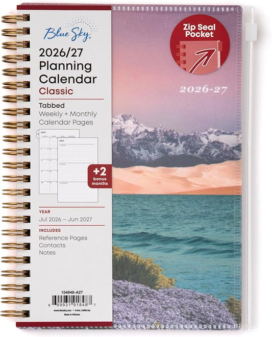 Blue Sky 2026-2027 Weekly & Monthly Academic Planner, 5"x8", Believe | July 2026 - June 2027, Flexible Cover With Zip Pouch, Wirebound, Storage Pocket, Academic Year