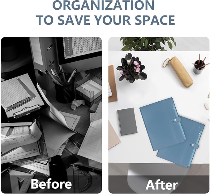 2Pack Accordion File Organizer Expanding File Folder with 8 Pockets Office | Letter Size Portable Paper Document Organizer for Office Home Business Supplies, Student classroom storage