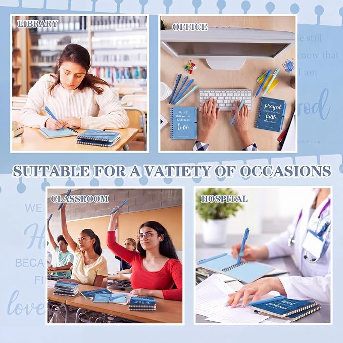 10 Set Christian Gifts Bulk Include Spiral Notebook and Bible Verse Ballpoint Pen Prayer Journal Religious Scripture Notepad for Church Sunday School Men Women Teacher