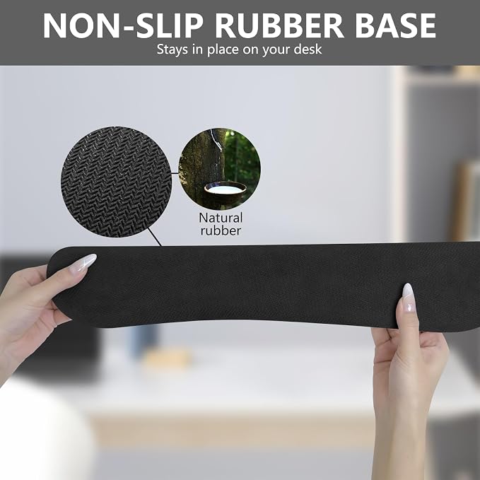 Wrist Rest for Computer Keyboard and Mouse, Ergonomic Design Wrist Support Pad for Keyboard, Soft Memory Foam Desk Pads Support Hand and Arm Easy Typing Pain Relief, 2 Piece Pad, Black