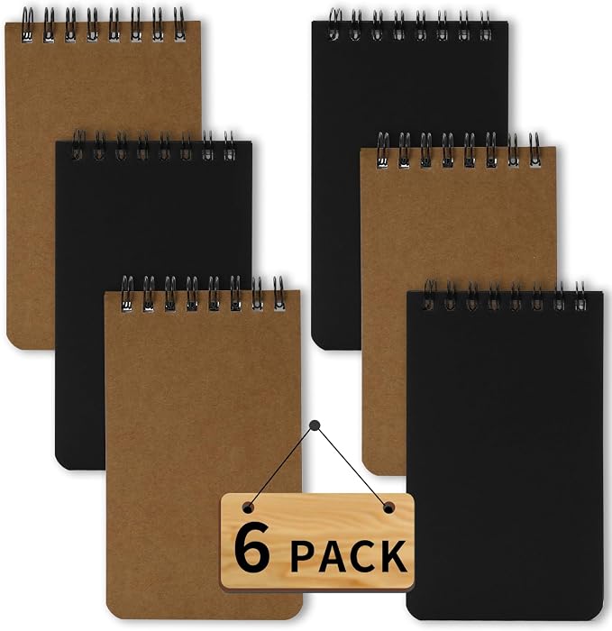 QiCheng 6pcs Pocket Notebook Mini Notepad Small Spiral Notebooks 3X5Inch | functionality PortabilityPortability convenience