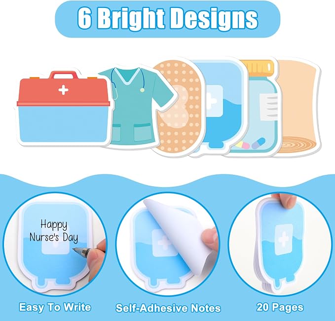 30 Pack 600 Sheets Nurse Sticky Notes Doctors Medical Sticky Notes Notepad Nurse Gifts for Women Nursing Friends Hospital School Doctor Healthcare Workers Nurse Week Graduation Appreciation Gifts